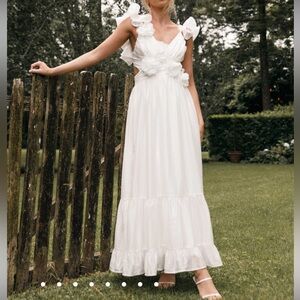 Petal & Pup White Ruffle Maxi Dress
